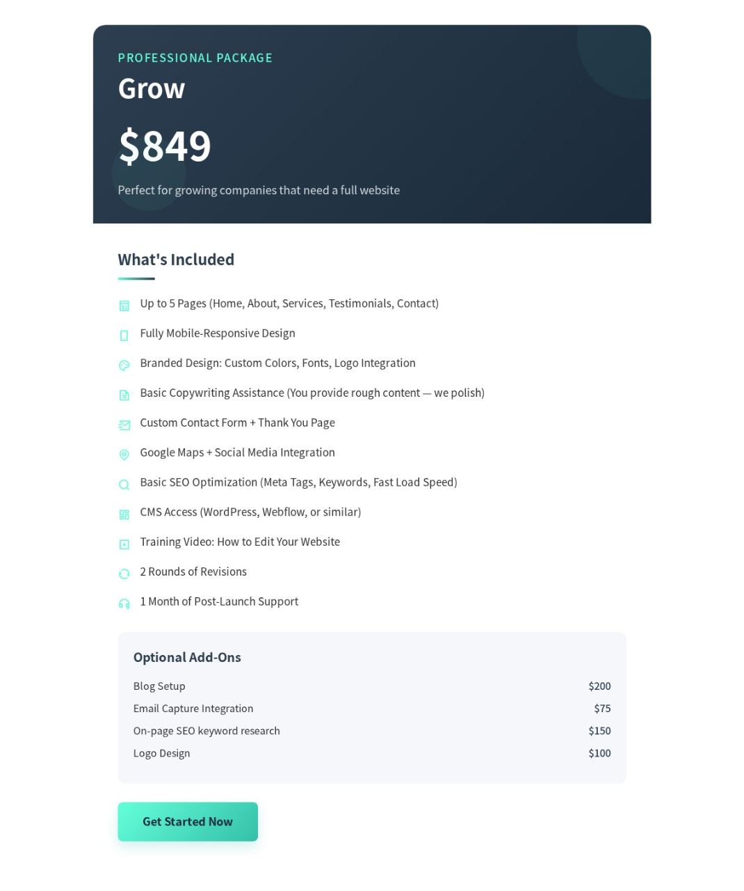 Professional Package — "Grow"