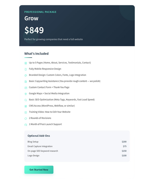Professional Package — "Grow"